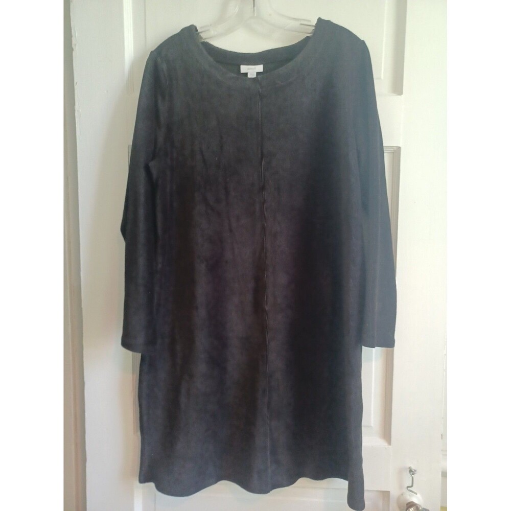 J. Jill Pure Jill black ribbed velour dress LPetite soft Lagenlook minimalist
